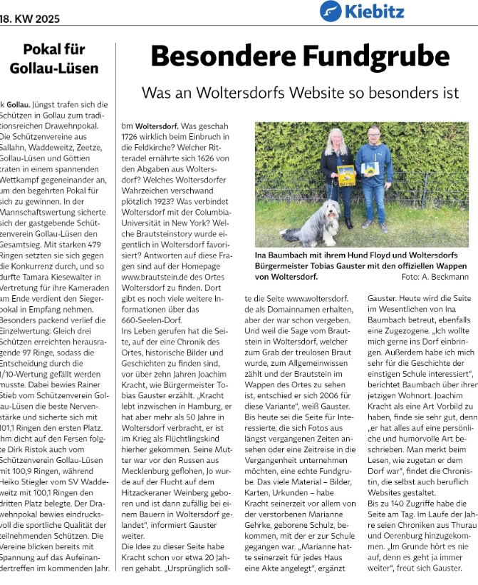 Screenshot "Besondere Fundgrube" Kiebitz KW 18 2025